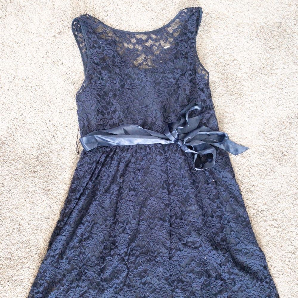 Bridesmaid dress. Lace Blue. Knee length